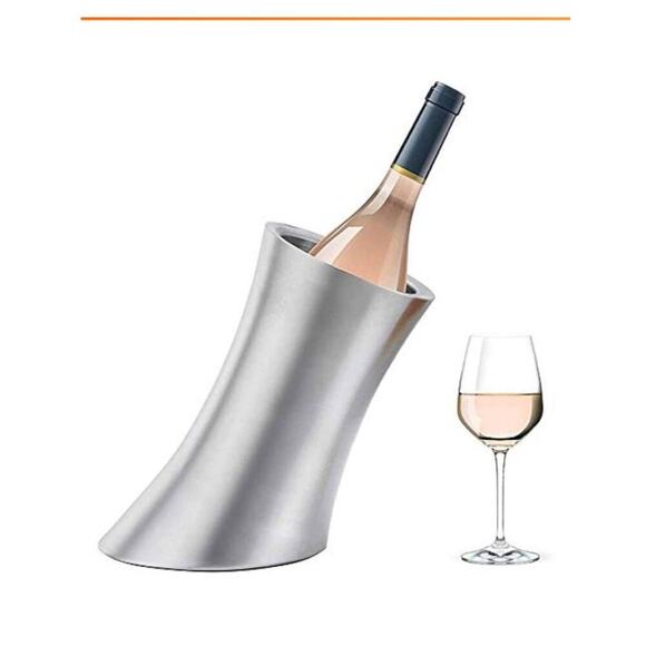 Stainless Steel Tilted Wine chiller, heavy, solid & durable.  Great Design! - Picture 1 of 9